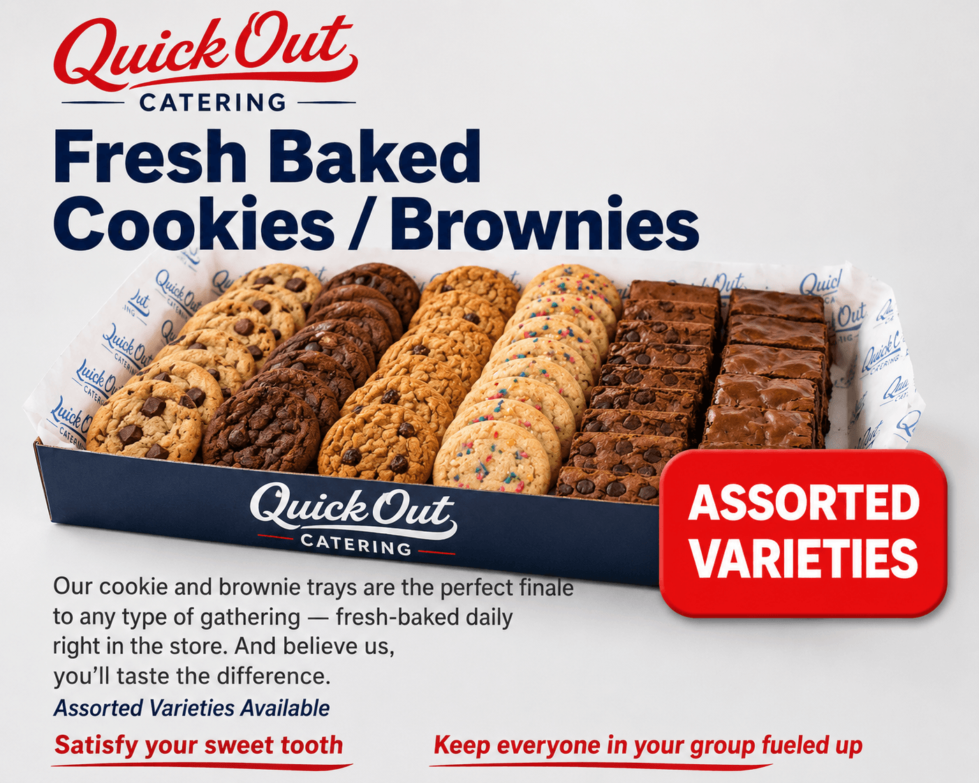 Tray of assorted fresh baked cookies and brownies